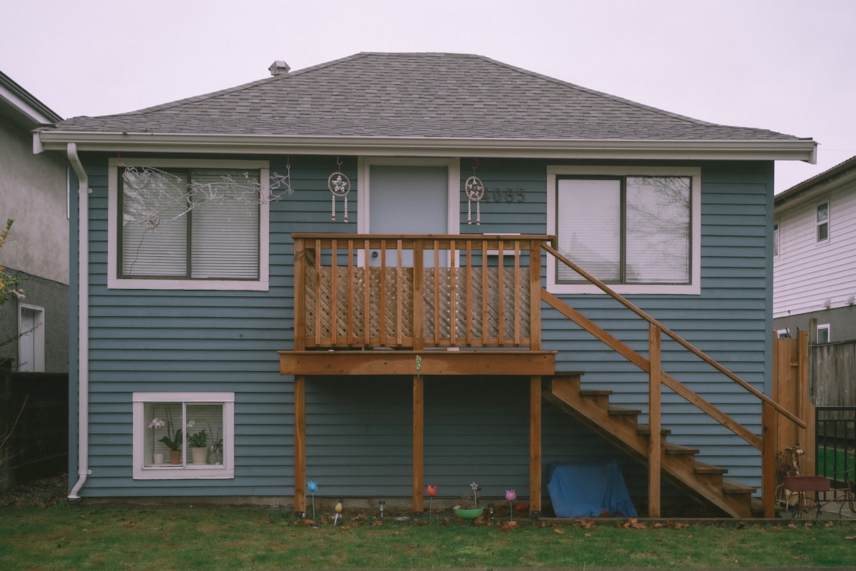 Wood deck addition with stairs and railing in Stark County, Ohio